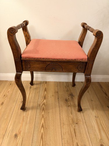 Vintage wooden piano - wooden, stool