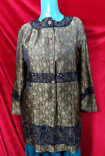 Indigo Moon Green Long Jacket Embellished With Lace & Beading Large 44"