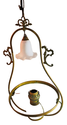 Vintage brass hanging - , lamp
