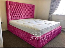Crush Velvet Wing Back Bed