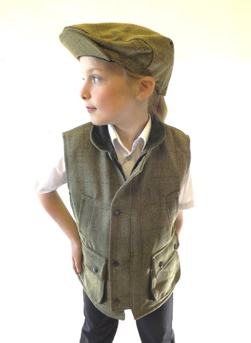 New waistcoat green tweed - new,