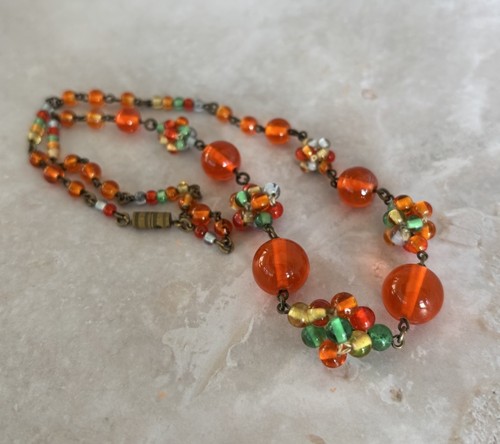 Art deco czech orange glass - art,