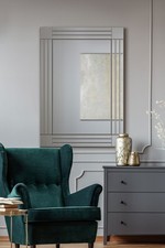 Large Mirror Art Deco Silver Bevelled Venetian Wall 2Ft4 X 3Ft4 70cm X 100cm