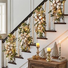 Christmas Stair Swag Pinecone