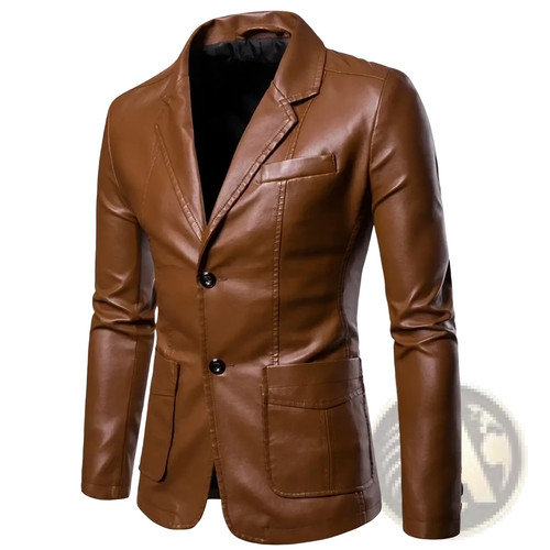 Mens faux leather blazer - , slim
