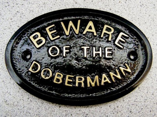 Dobermann beware plaque - dobermann,