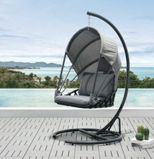 Jarder Hanging Egg Chair Swing Seat Patio Garden Outdoor Conservatory Dark Grey
