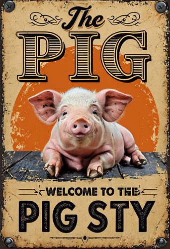 Pig sty metal sign - pig,