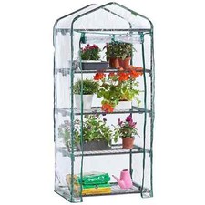 4 Tier Mini Greenhouse Walk In Grow Bag Green House PVC Plastic Cover Garden UK