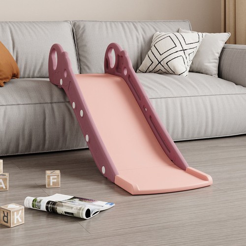 Pink kids slide - pink, bed