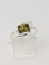 Baltic Amber sterling silver ring, Green Amber ring size O1/2