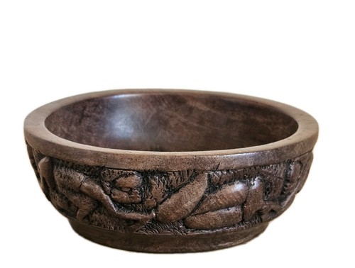 Hand carved wooden bowl figure - carved,