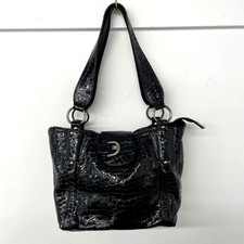 Hotter Black Patent Snakeskin Effect Handbag Shoulder Bag 10x5x9 inches