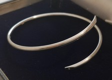 925 Sterling Silver Real Diamond bangle Lovely Modernist Design