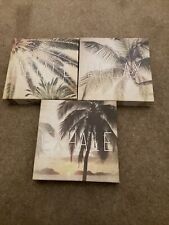 Set Of 3 Canvas Relaxing Palm Tree Prints, 20cm X 20cm X 4cm, VGC