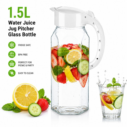 Glass water juice jug - 1.5l,
