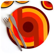 70s Style Round Placemats (4), 1970s Supergraphic Place mats, Retro Table mats