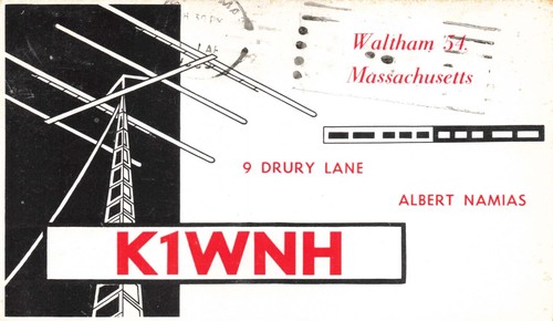 Postcard waltham radio - waltham, qsl