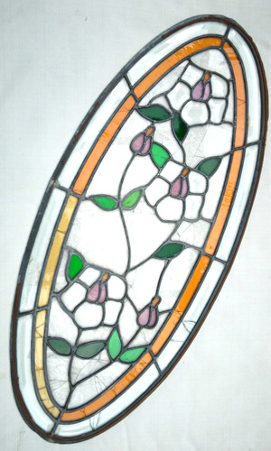 Vintage oval stained glass - oval,