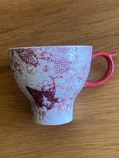 Anthropologie Menagerie Jumbo Mug red White cat With Flowers