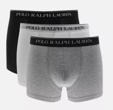 Mens Polo Boxer Shorts Cotton Classic Black Grey Trunk Bottom Underwear 3 Pack