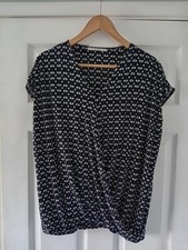 Women's Patterned Top George Size 16 - Black & White Elastic Hem