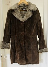 Seude Soft Chocolate Brown Leather Coat With Faux Fur Lining