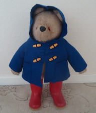 Vintage 1974 Gabriel Designs Paddington Bear 19" Red Dunlop Boots Navy Duffle