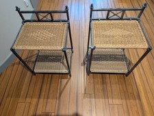 2x Folding Iron & Rattan Table