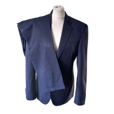 Mens TM Lewin HARROW Navy Blue Two Piece Suit 30in Trs & 36R Jacket 100% Wool