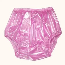 ABDL Adult Baby Nappy Diaper Pants Panties Soft PVC Shimmery Deep Pink Size XL