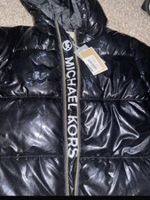Kids Girls Black Hooded Shiny