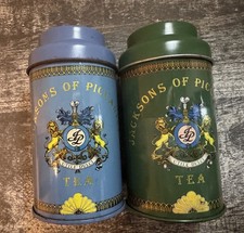 Jacksons of Piccadilly Vintage Tea Tin Caddy Blue Green