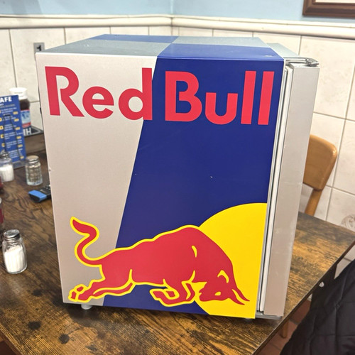 Red bull glass door tabletop - bull,