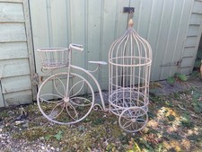 Vintage Plant Holder Bicycle with Bird cage