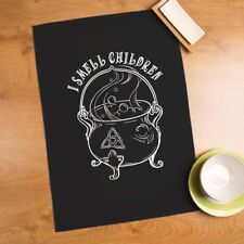 I Smell Children Black Tea Towel - Hocus Pocus Witch Cauldron Potion Halloween