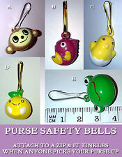 PURSE SAFETY BELLS Protect from theft MONKEY FACE Chick Egg PINK FISH Lemon Hugs