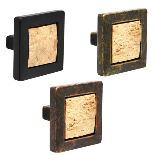 Square black wooden knobs - square,