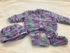 Hand knitted new born baby set ( cardigan, hat & booties)