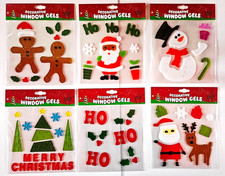 Christmas Window Stickers Gel Clings Decorations Xmas Santa Snowman Tree