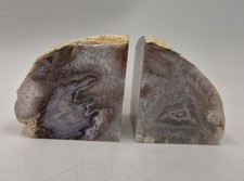 Two Natural Polished Agate/Crystal/Geode Ornament Bookends