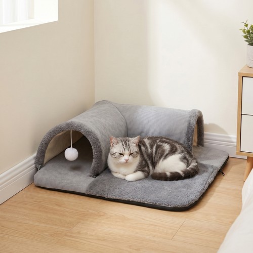 Plush cat tunnel bed - cat, soft