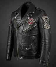Men black leather - black, biker