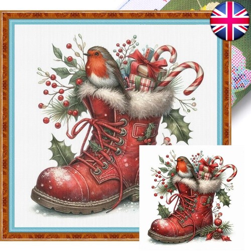 Xmas boot printed - cross, stitch