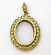 Edwardian Gold Plated & Seed Pearl Sweetheart Locket Pendant Antique c1910