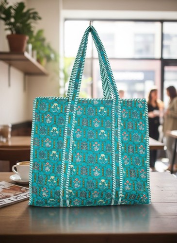 Indian cotton quilted tote - cotton,