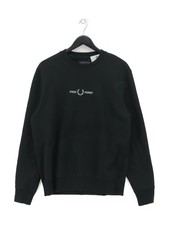 Fred Perry Men's Hoodie L Green Polyester with Cotton, Elastane Pullover