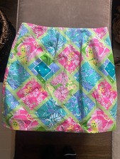 Lilly Pulitzer Green Pink Multi-Color Faux Patchwork Mini Skirt 4