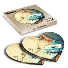 Heart MDF Coaster Old Cassette