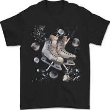 Ice Hockey Boots Stick & Pucks Mens T-Shirt 100% Cotton